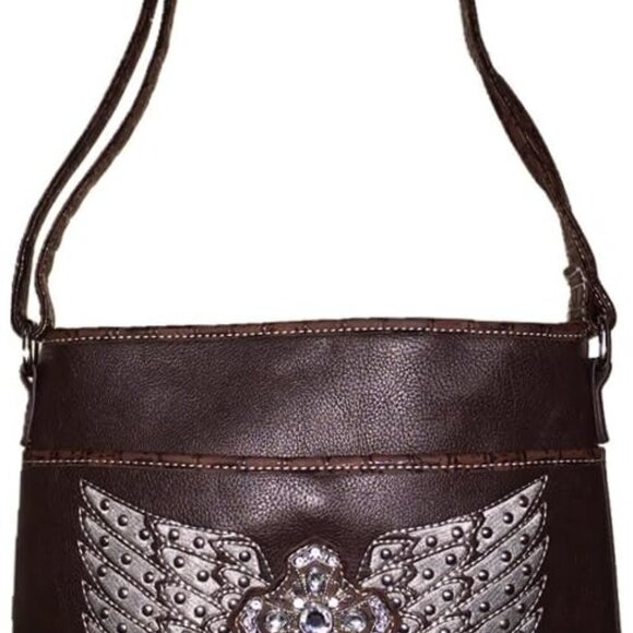 Premium Western Women's Angel Wings Cross Handbag Messenger Bag Wallet and Set - Picture 1 of 5